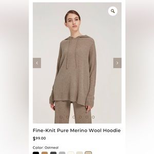 NWOT Fine Knit Pure Merino Wool Hoodie